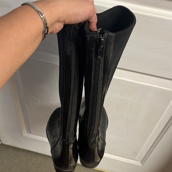Nine West Rain Boot Tall Rubber Neoprene Second Wind Back Zipper Knee Jelly Shoe - Picture 6 of 12